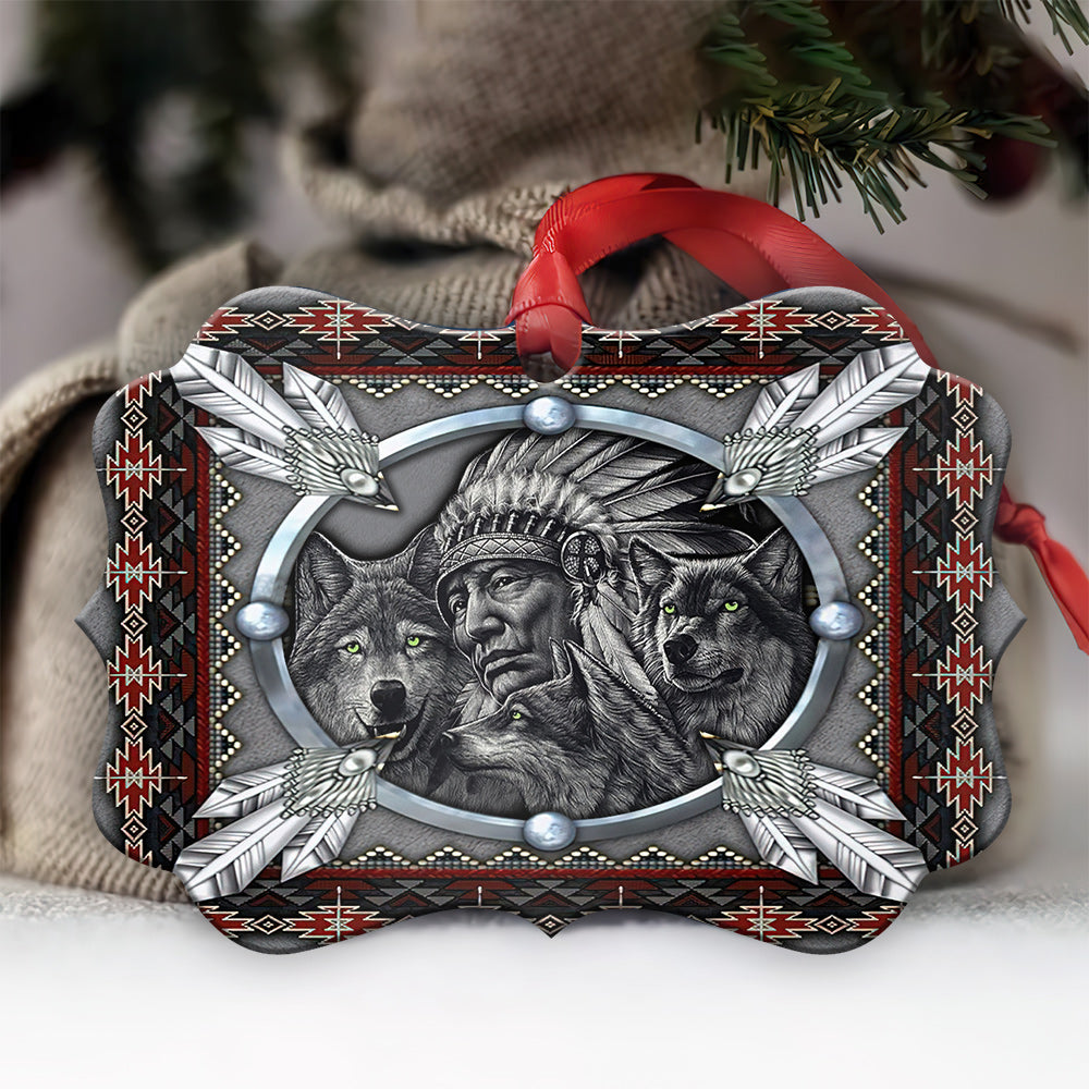 Wolf Native American 5 Metal Ornament - Christmas Ornament - Christmas Gift