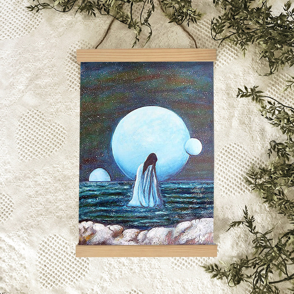 Woman And Planets Painting Hanging Canvas Wall Art - Canvas Wall Decor - Home Decor Living Room