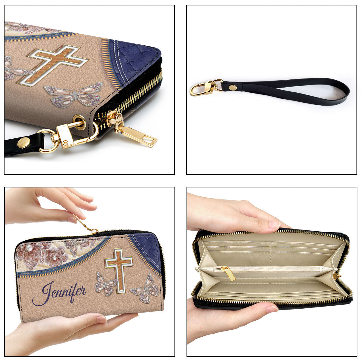 Women Clutch Purse - Christian Spiritual Gifts For Women Personalized Zippered Leather Clutch Purse For God So Loved The World