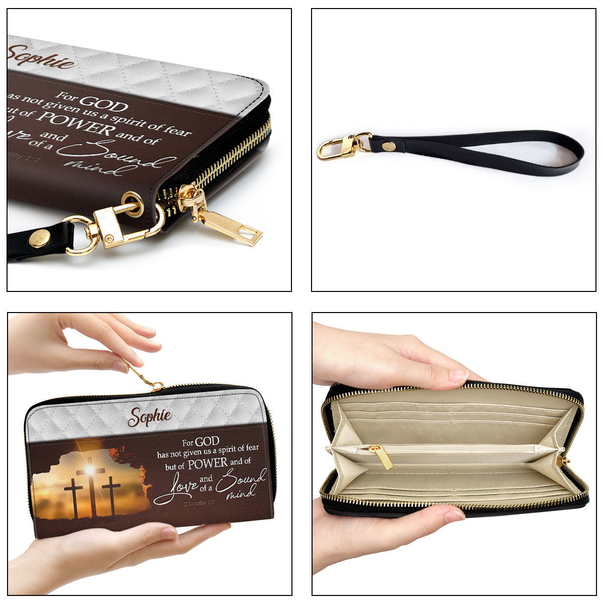 Women Clutch Purse - For God Has Given Us A Spirit Of Power And Of Love - Personalized Cross Clutch Purse