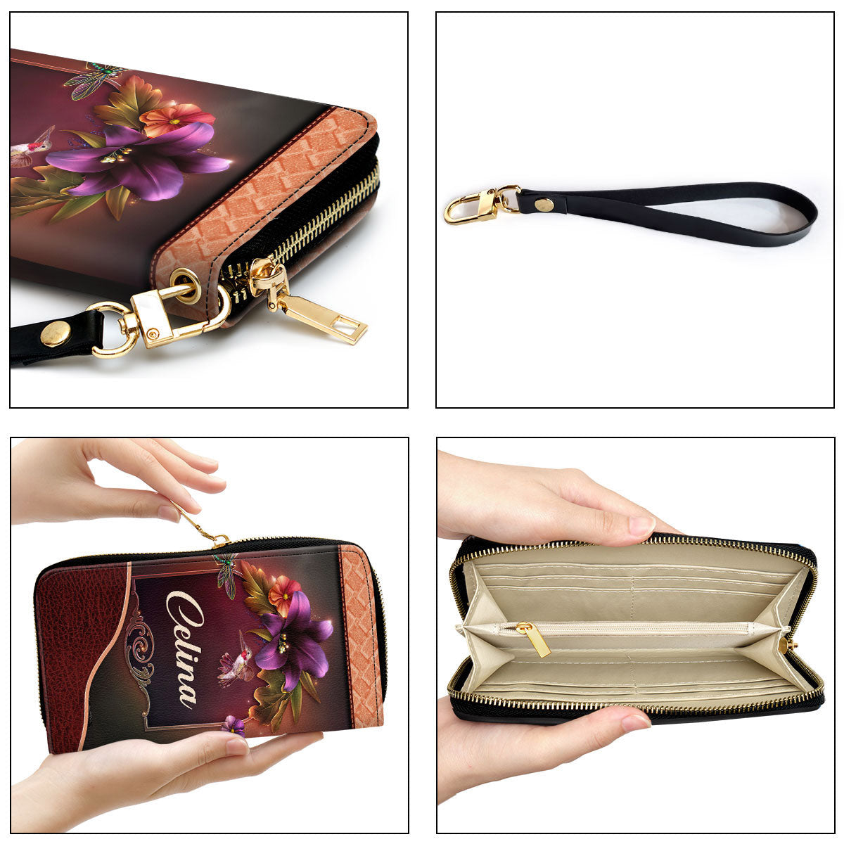 Women Clutch Purse - God Is Within Me, I Will Not Fall Psalm 465 Gifts Scripture For Christian Women Personalized Lily Zippered Leather Clutch Purse