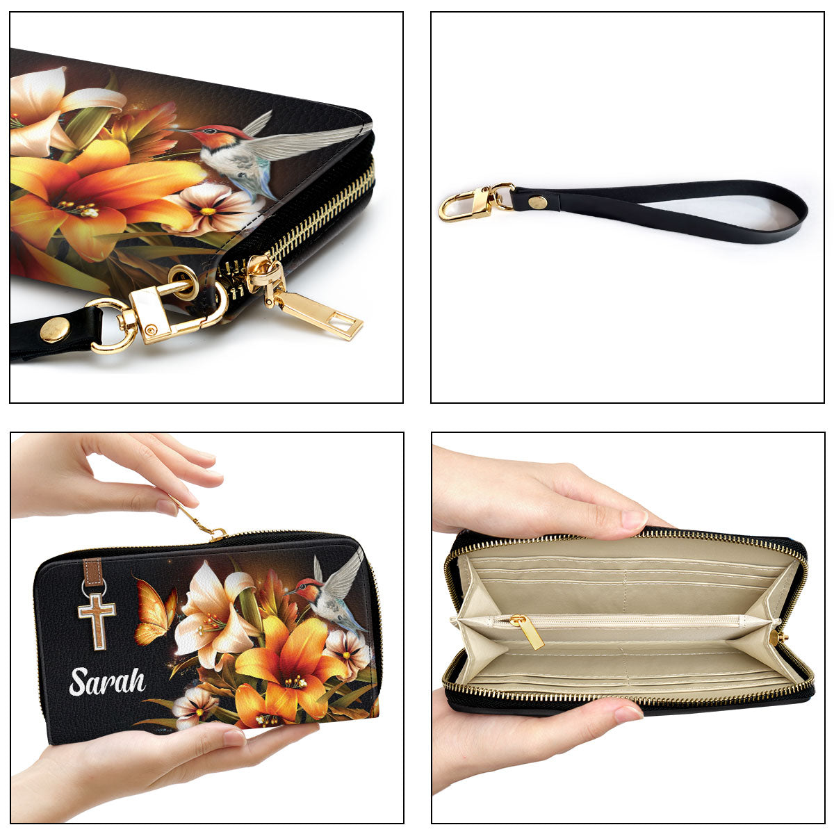 Women Clutch Purse - Isaiah 464 I Will Sustain You And I Will Rescue You - Personalized Lily Leather Clutch Purse - Faith Gifts From God For Christ Women