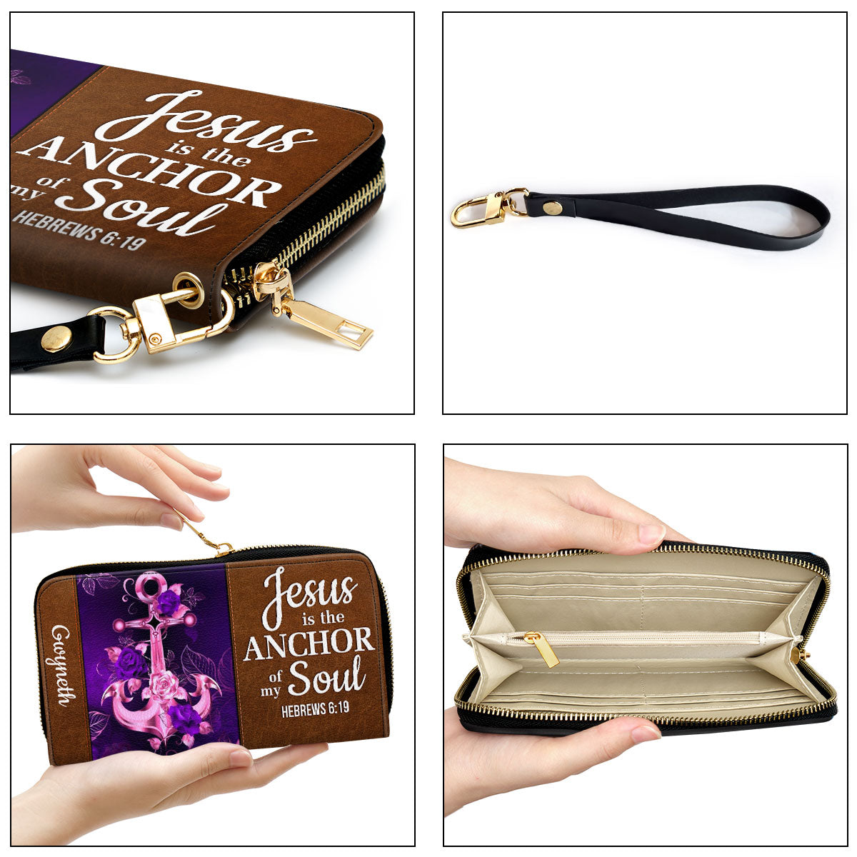 Women Clutch Purse - Jesus Is The Anchor Of My Soul - Personalized Christian Clutch Purse
