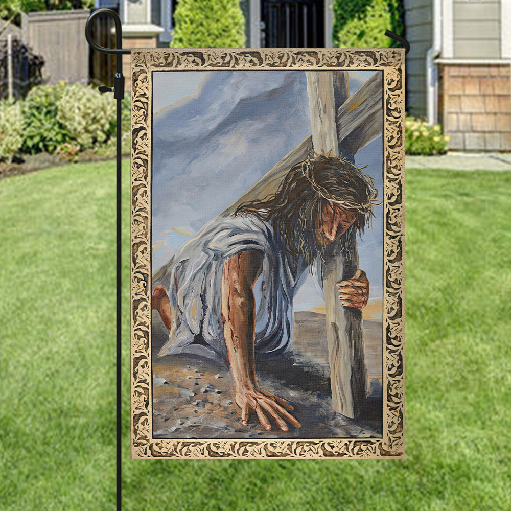 Seventh Station Of The Cross Flag - Christian Flag - Jesus Garden Flag - Garden Flag - Decorative Flags - Welcome Flag - Christian Gift - Ciaocustom