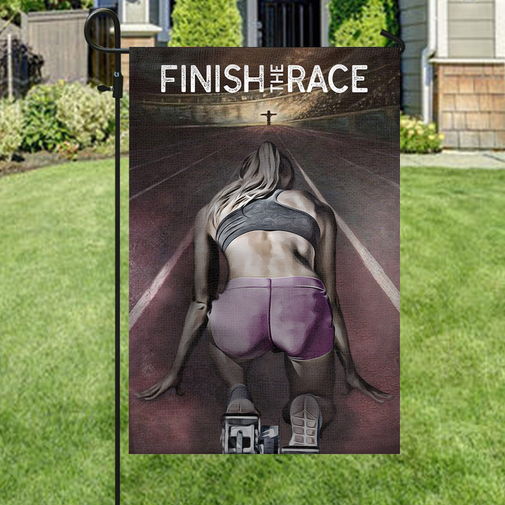 Bible Verses Flag - Finish The Race - Athletes God Flag - Christian Flag - Decorative Flag - Garden Flag - Gift Ideas For Women Athletes - Ciaocustom