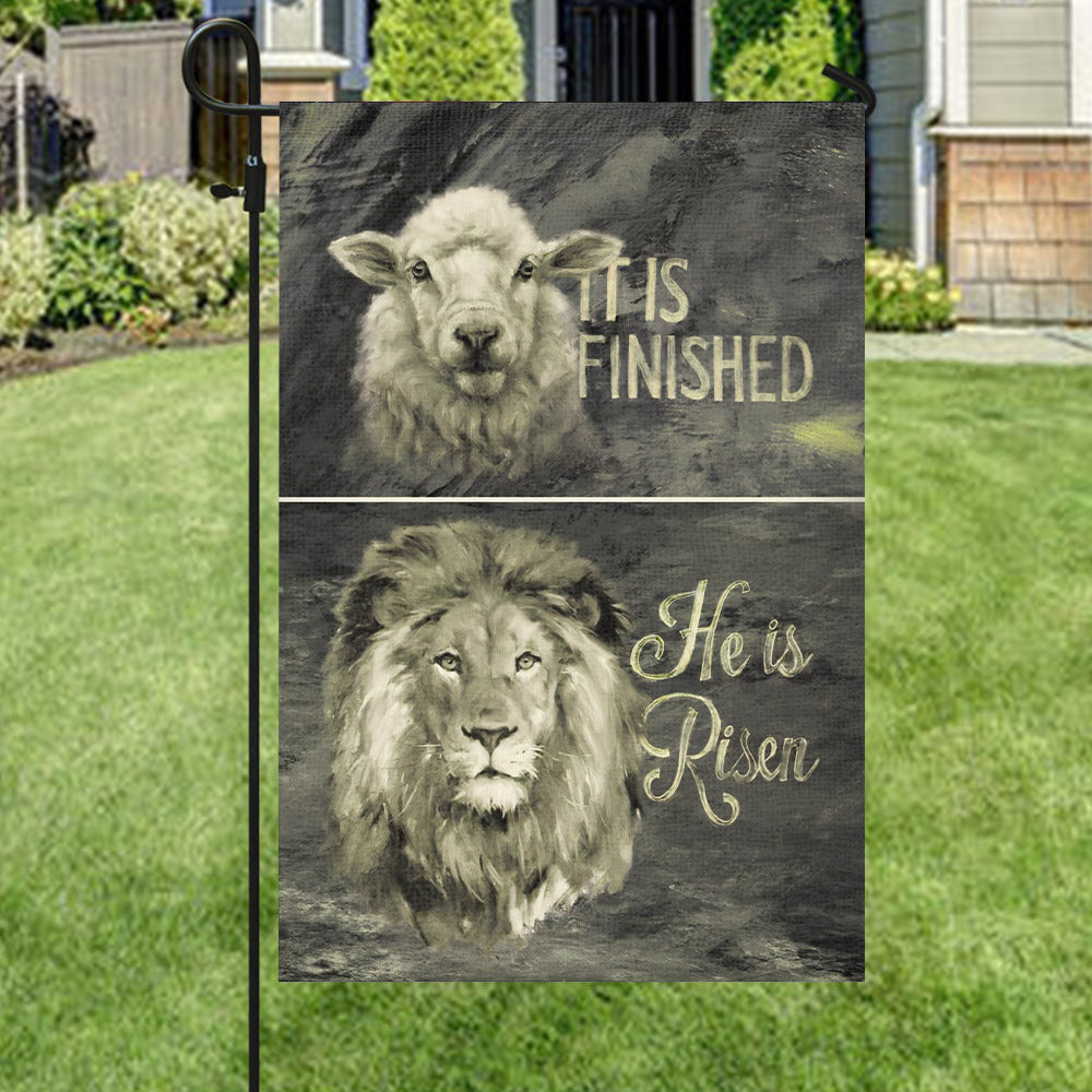 It Is Finished He Is Risen Flag - Lion Flag - Christian's Flag - Garden Flag - Decorative Flags - Welcome Flag - Christian Gift - Ciaocustom