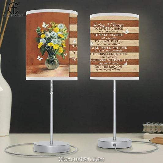 Yellow Flower Dandelion Today I Choose Table Lamp Art - Bible Verse Lamp Art - Room Decor Christian