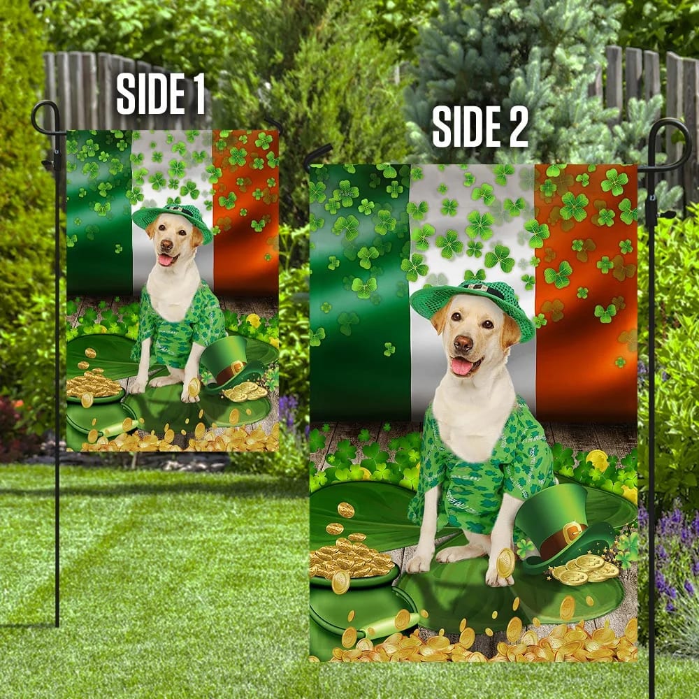 Yellow Labrador House Flag - St Patrick's Day Garden Flag - Outdoor St Patrick's Day Decor