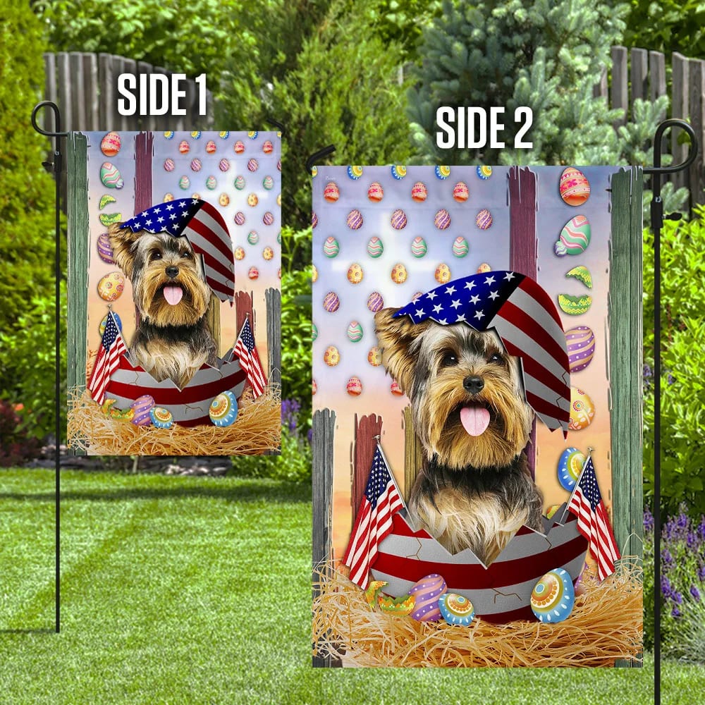 Yorkshire Terrier American Easter House Flags - Happy Easter Garden Flag - Decorative Easter Flags