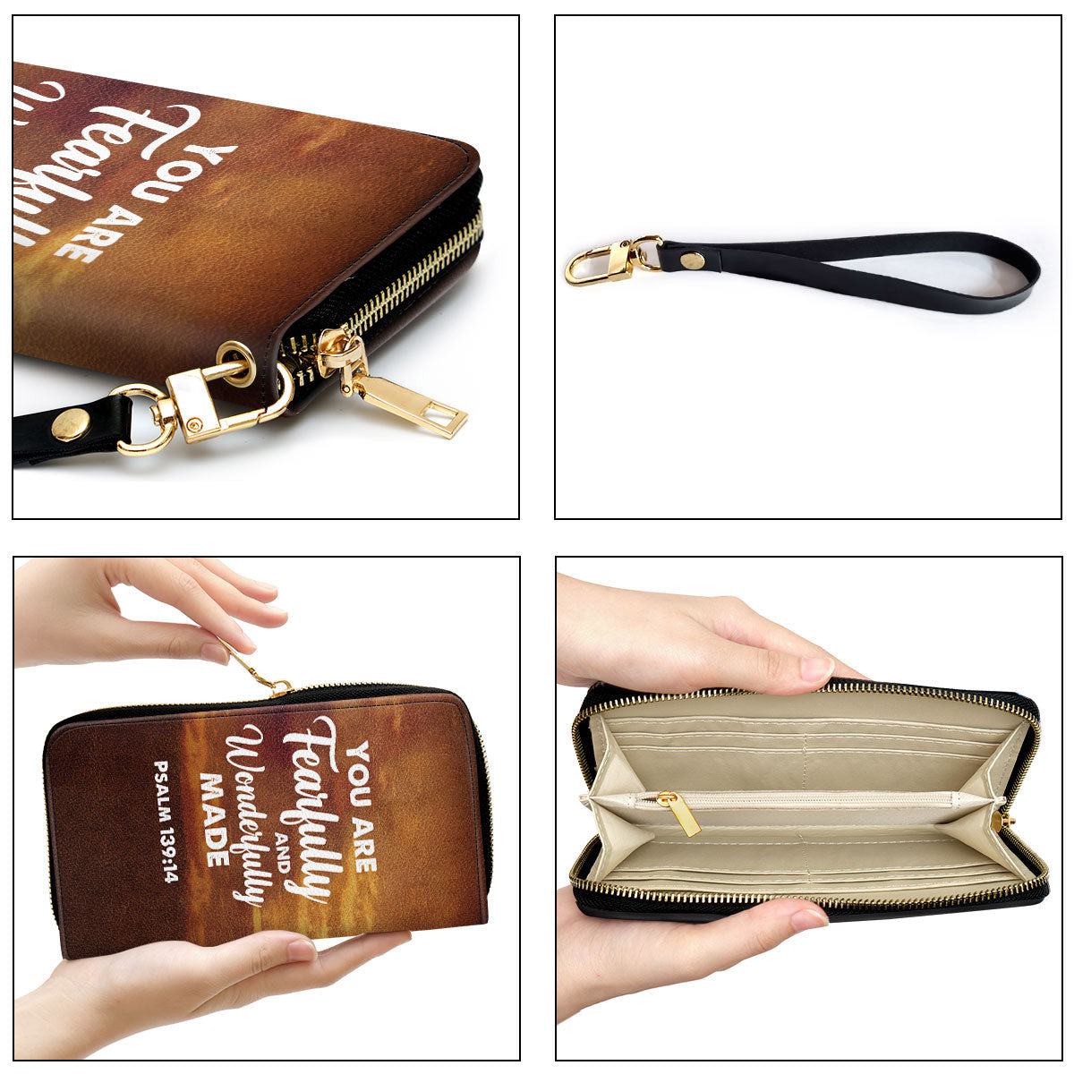 You Are Fearfully And Wonderfully Made Inspirational Gifts For Women Psalm 139 14 Clutch Purse For Women - Personalized Name