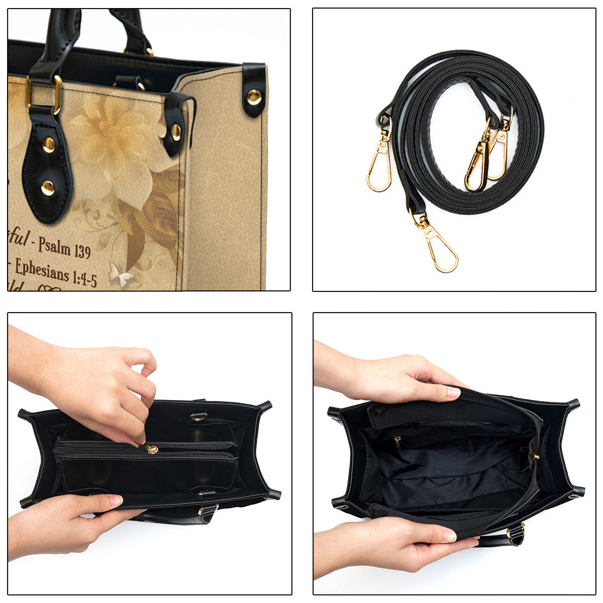 You Are Protected Beautiful Personalized Flower Leather Bag For Women - Religious Gifts For Women