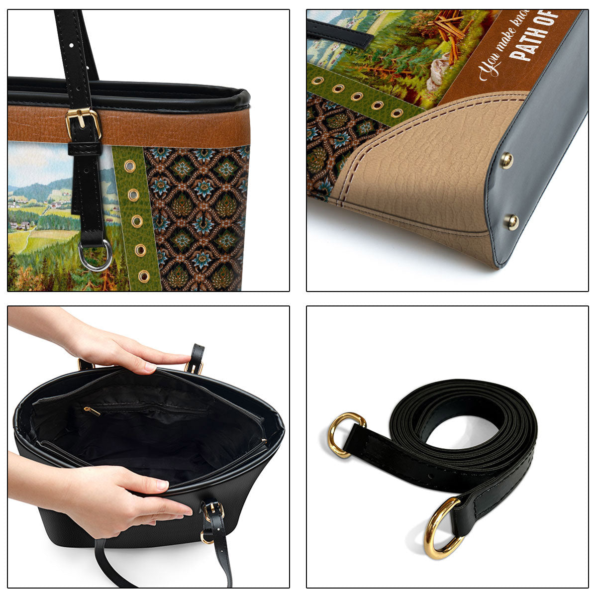 You Make Known To Me The Path Of Life Personalized Large Pu Leather Tote Bag For Women - Mom Gifts For Mothers Day