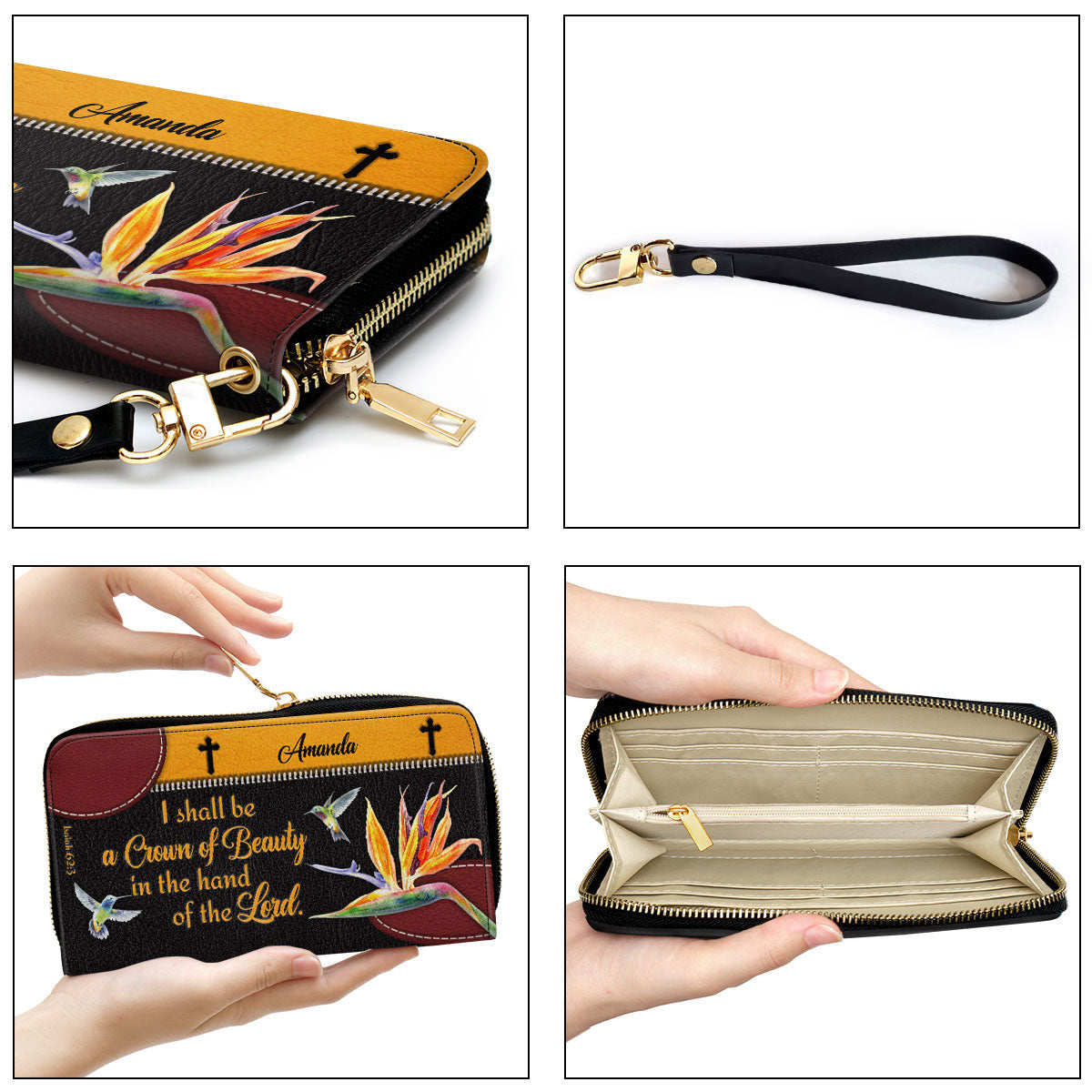 You Shall Be A Crown Of Beauty In The Hand Of The Lord Beautiful Clutch Purse For Women - Personalized Name - Christian Gifts For Women