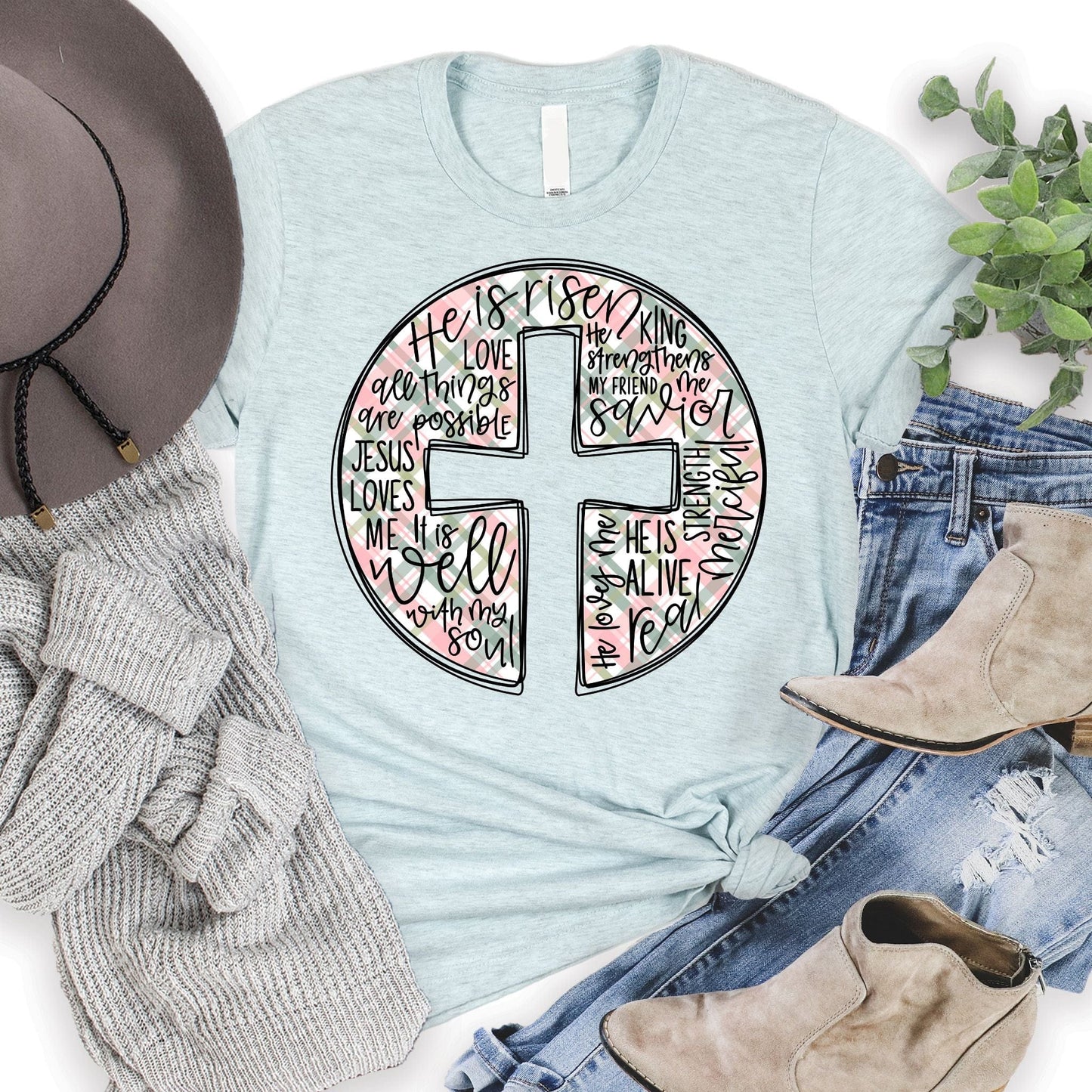 Easter Cross T Shirts For Women - Women's Christian T Shirts - Women's Religious Shirts