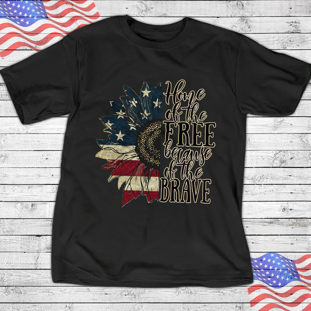 Home of The Free T-shirt - Sunflower Shirt - USA American Flag Shirt - Religious Shirt For Women - Ciaocustom