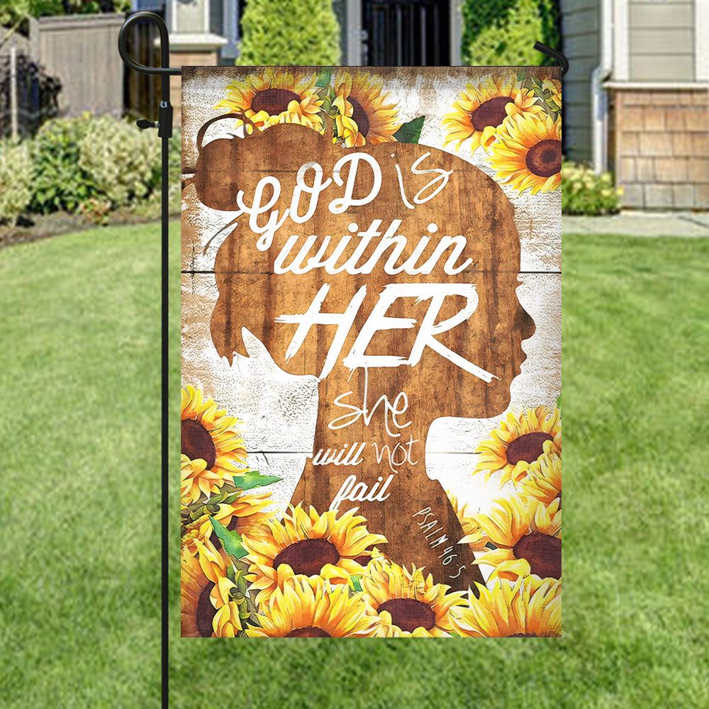 Bible Verses Flag - God Is Within Her She Will Not Fall - Psalms 46:5 - Christian's Flag - Garden Flag - Decorative Flag - Christian Gift - Ciaocustom