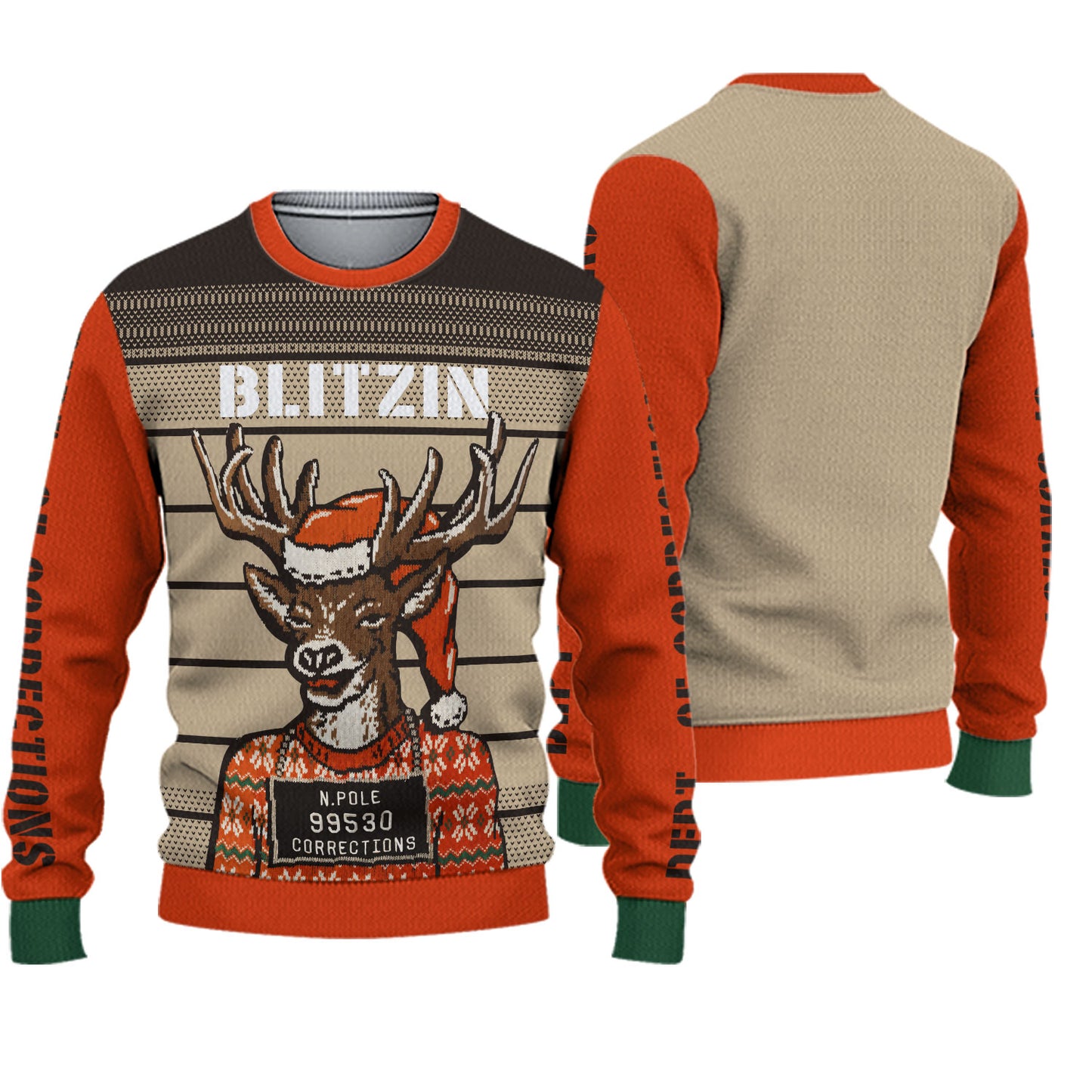 Blitzin Arrested Reindeer Ugly Christmas Sweater - Best Xmas Gifts 2022 For Him Or Her