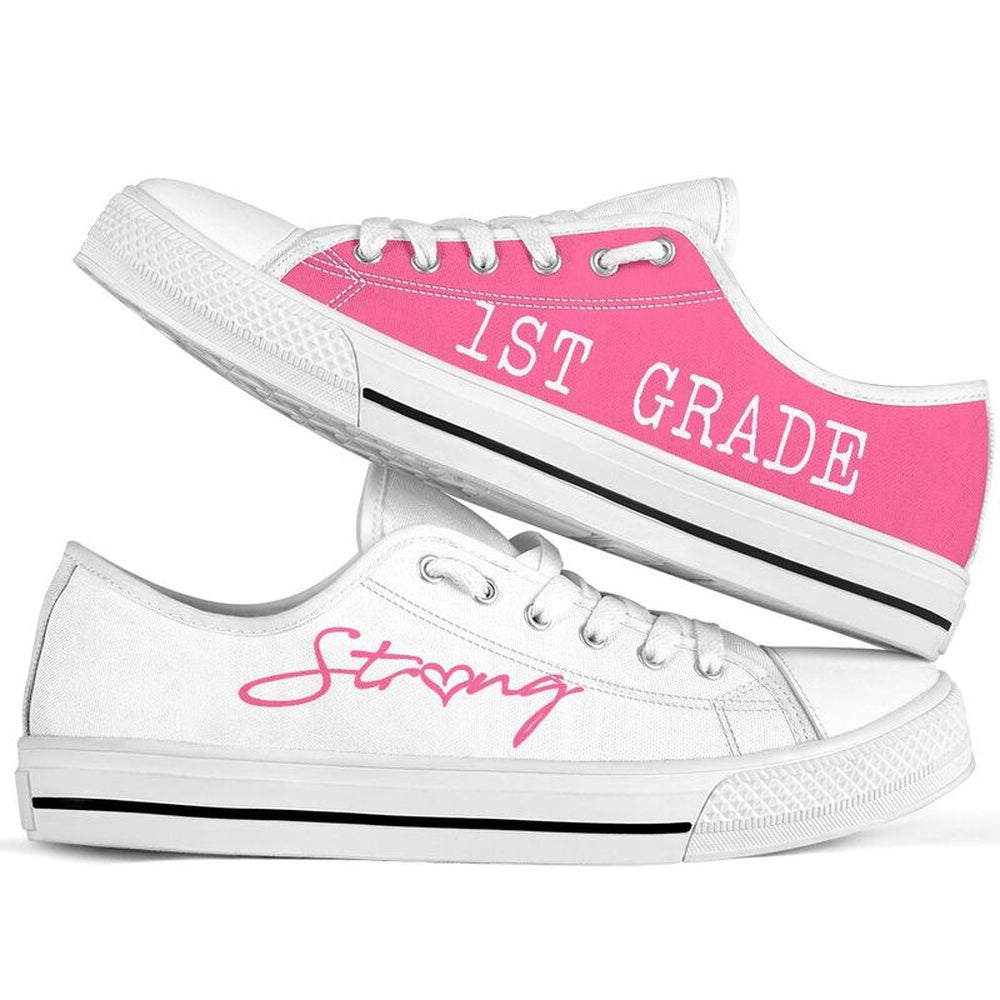 1St Grade Pink White Shoes, Teacher Shoes, Low Top Sneakers