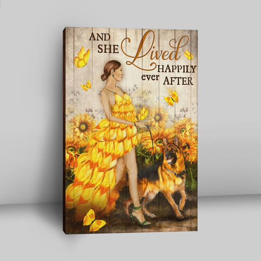 And She Lived Happily Ever After Beautiful Girl German Shepherd Canvas Wall Art - Christian Wall Art Decor - Religious Canvas Prints