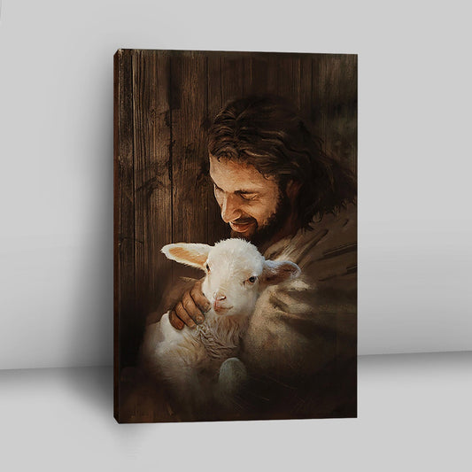 Jesus Holding Lamb Canvas - Christian Wall Art - Religious Home Decor