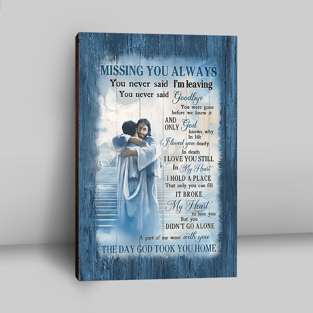 Missing You Always Canvas - Jesus Christ Hugging Man In Heaven Canvas - Christian Wall Art - Religious Home Decor