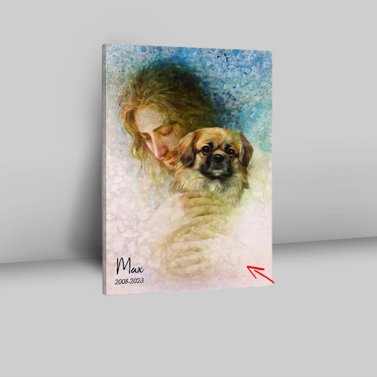 Jesus Holding A Dog Custom Canvas Wall Art - Personalized Pet Memorial Canvas Art - Pet Memorial Gifts