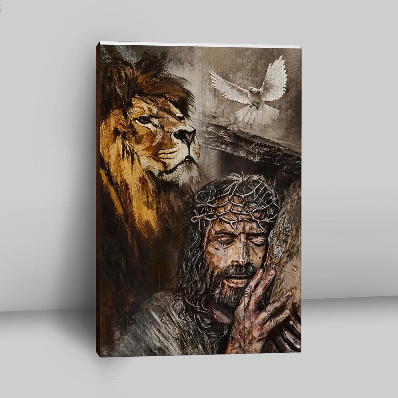 Jesus On The Cross Lion Amazing Dove Canvas Prints - Jesus Christ Canvas Art - Christian Wall Decor