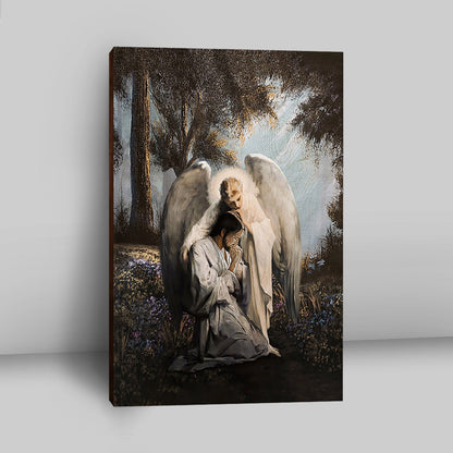 Jesus Praying With Angel Canvas - Christian Wall Art - Religious Home Decor