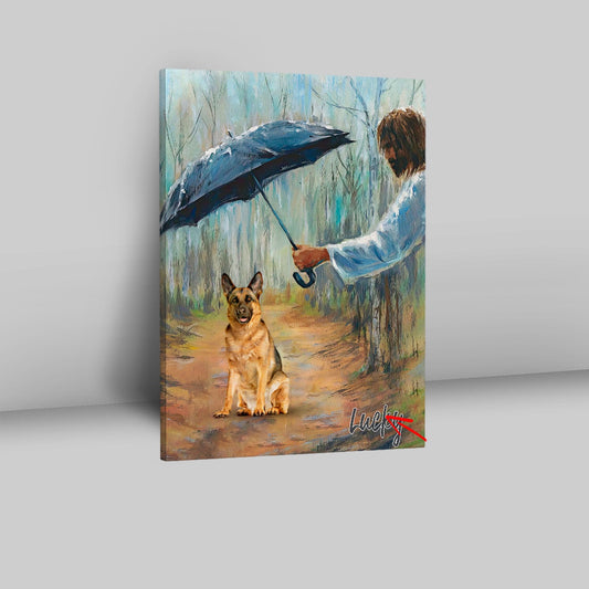 Jesus Covers Umbrella The Dog Custom Canvas Wall Art - Personalized Pet Memorial Canvas Art - Pet Memorial Gifts