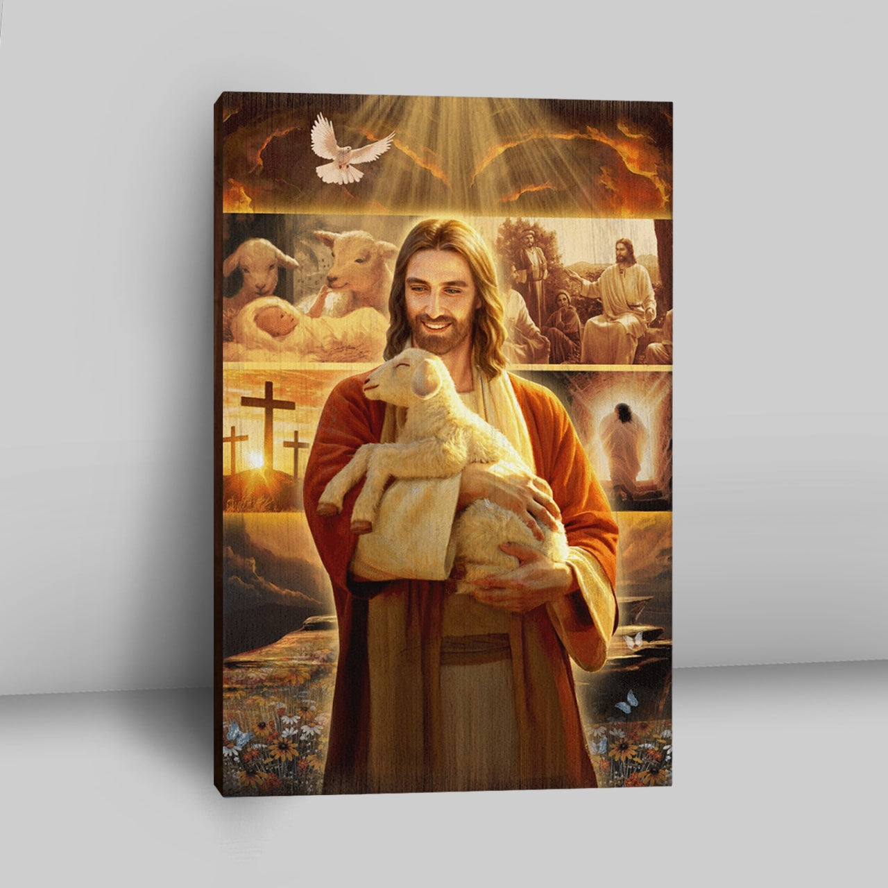 Jesus Holding A Lamb Canvas Prints - Jesus Christ Canvas Art - Christian Wall Decor