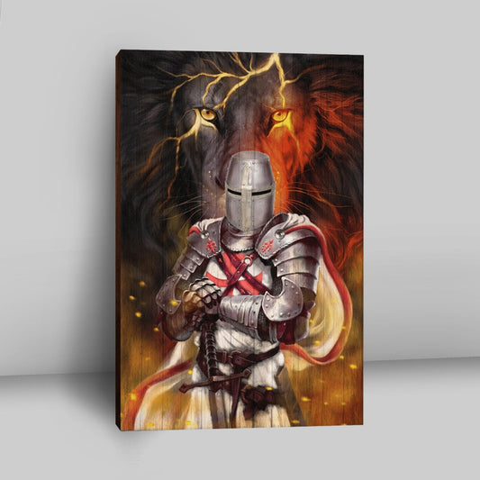 Knight Templar And Lion Jesus Canvas Prints - Jesus Christ Canvas Art - Christian Wall Decor