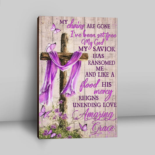 Cross My Chains Are Gone I've Been Set Free My God Canvas Wall Art - Christian Wall Art Decor - Religious Canvas Prints