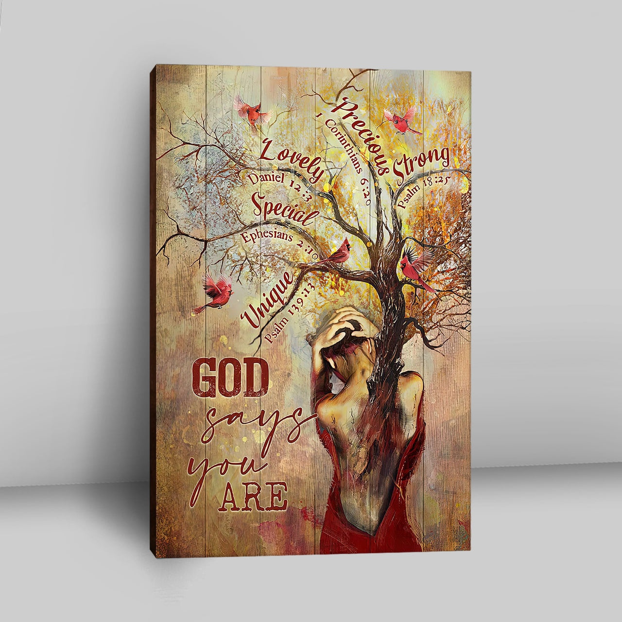 God Say You Are Beautiful Girl Red Cardinal Canvas - Christian Wall Art - Religious Home Decor