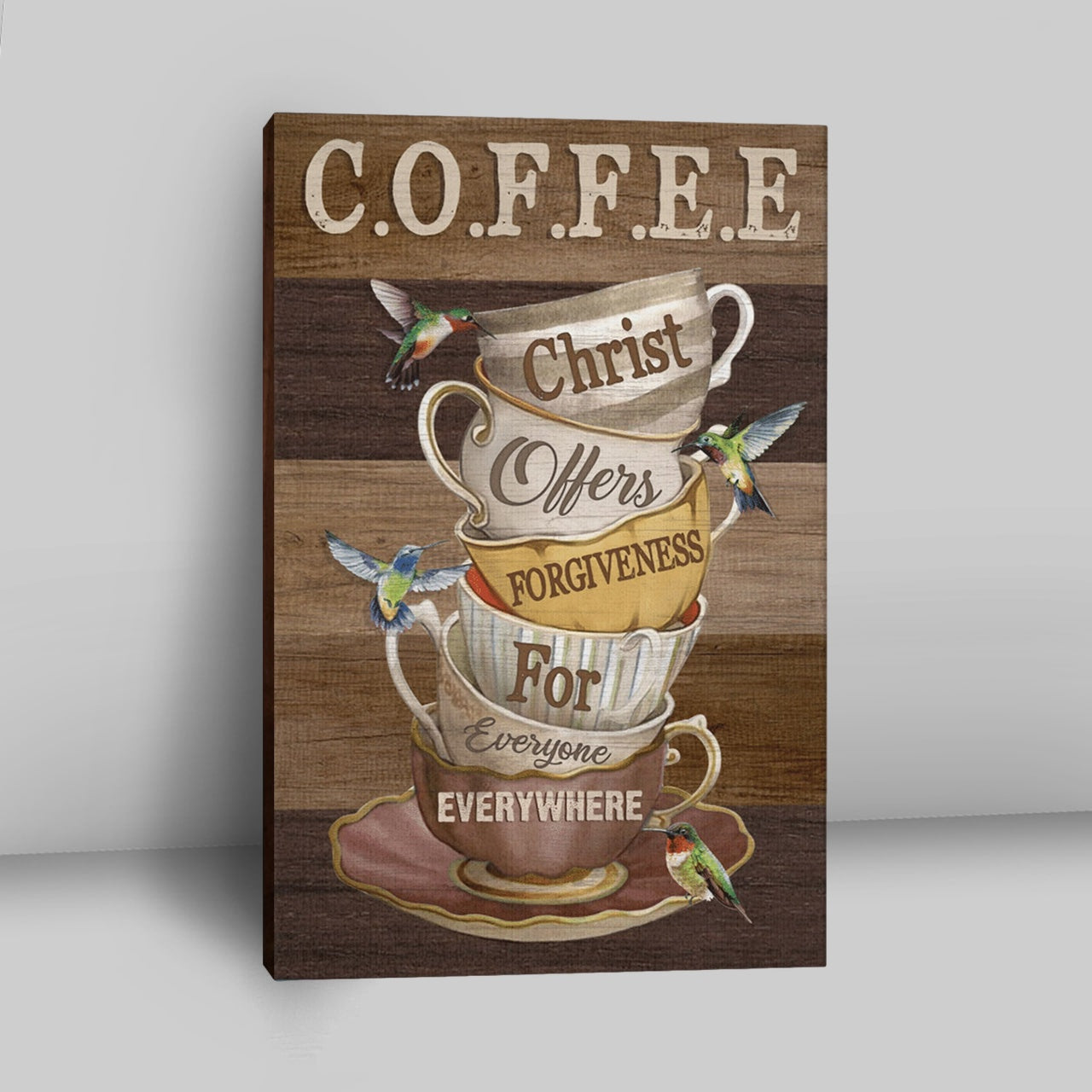 Coffee Christ Offers Forgiveness For Everyone Everywhere Canvas Wall Art - Christian Wall Art Decor - Religious Canvas Prints