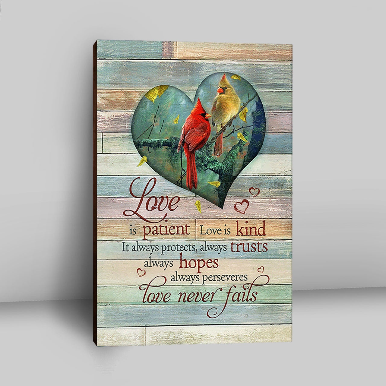 Cardinal Love Is Patient Love Is Kind Canvas - Christian Wall Art - Religious Home Decor