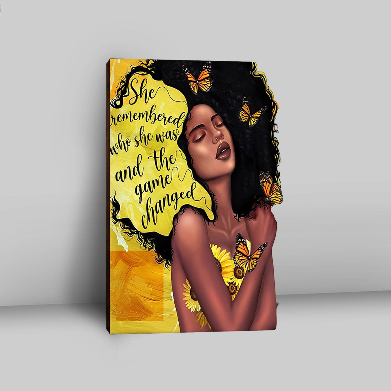 African American Woman Black Canvas Art - She Remembered Who She Was And The Game Changed Wall Decor -Encouragement Gifts For Women