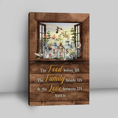 Bless The Love Between Us Hummingbird Gorgeous Jar Window Frame Canvas - Christian Wall Art - Religious Home Decor