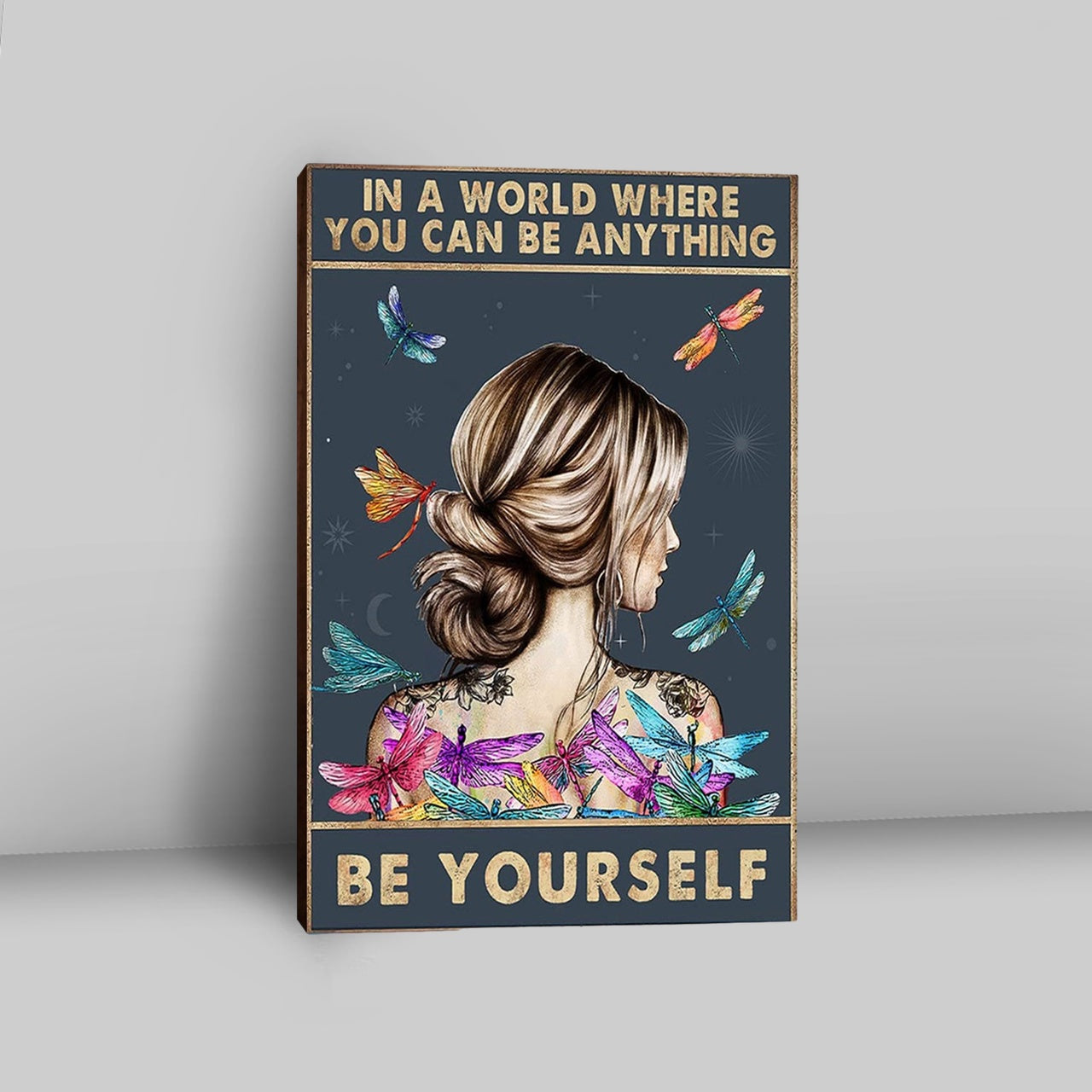 In A World Where You Can Be Anything Be Yourself Canvas Wall Art - Encouragement Gifts For Women, Teen Girls Room