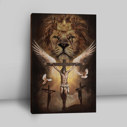 Jesus On The Cross Lion Canvas Prints - Jesus Christ Canvas Art - Christian Wall Decor