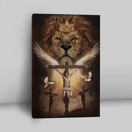 Jesus On The Cross Lion Canvas Prints - Jesus Christ Canvas Art - Christian Wall Decor