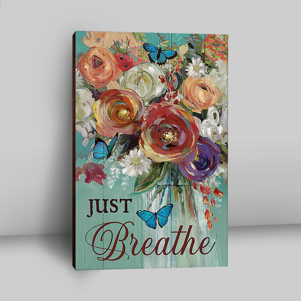 Red Rose Just Breathe Canvas - Christian Wall Art - Religious Home Decor