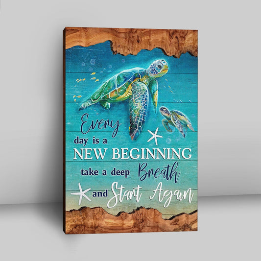 Everyday Is A New Beginning Turtles Canvas Wall Art - Christian Wall Art Decor - Religious Canvas Prints