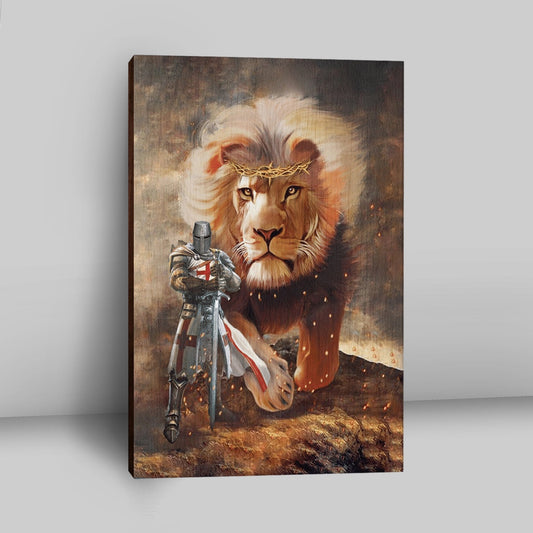 Lion And Knight Templar Jesus Canvas Prints - Jesus Christ Canvas Art - Christian Wall Decor