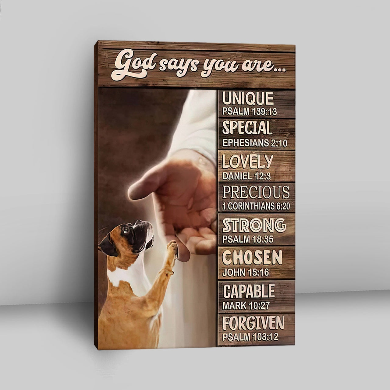 Boxer Boxer Jesus Hand God Says You Are Canvas - Christian Wall Art - Religious Home Decor