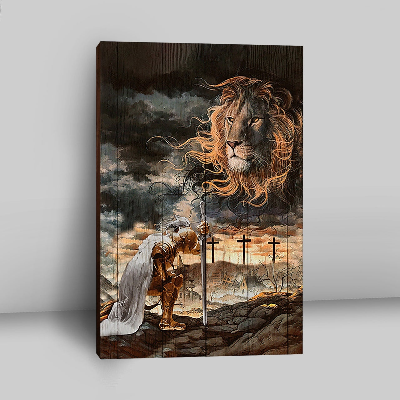 Jesus Christ Lion Face Warrior Canvas - Christian Wall Art - Religious Home Decor