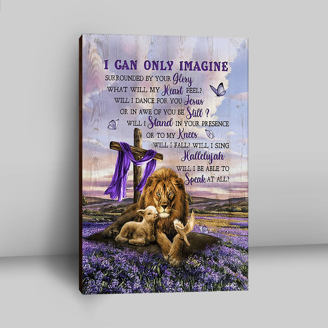 I Can Only Imagine Lavender Field Wooden Cross Canvas - Christian Wall Art - Religious Home Decor