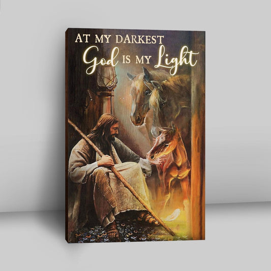 At My Darkest God Is My Light Canvas Wall Art - Christian Wall Art Decor - Religious Canvas Prints