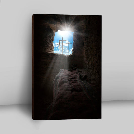 Easter Morning Golgotha Hill Cross Resurrection Canvas Prints - Religious Canvas Art - Christian Wall Decor