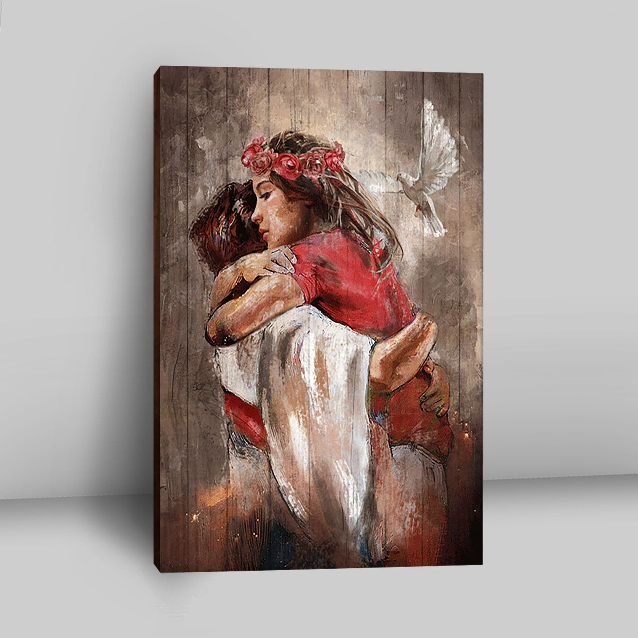 Jesus Dove A Warming Hug Canvas - Christian Wall Art - Religious Home Decor