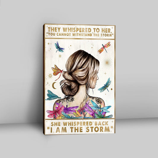 I Am The Storm Canvas Wall Decor - Encouragement Gifts For Women - Rustic Bedroom Living Room Home Office